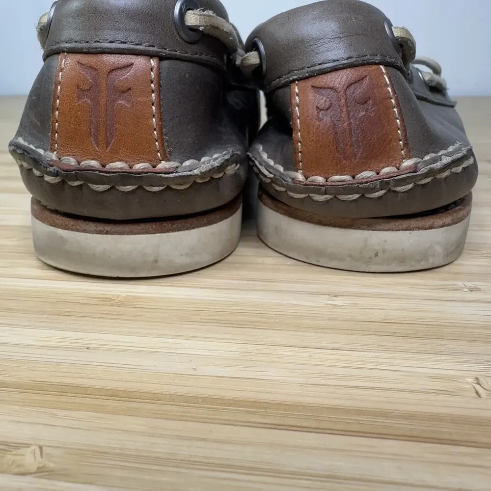 Frye‎ Sully Tie Shoes Mens Size 8.5 Leather Boat Casual Loafers Deck Moccasin